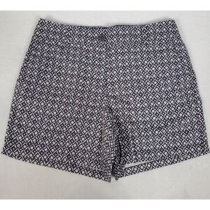 Loft Outlet Curvy 6 Inch Shorts Womens Sz 10 Black White Geometric Print Cotton